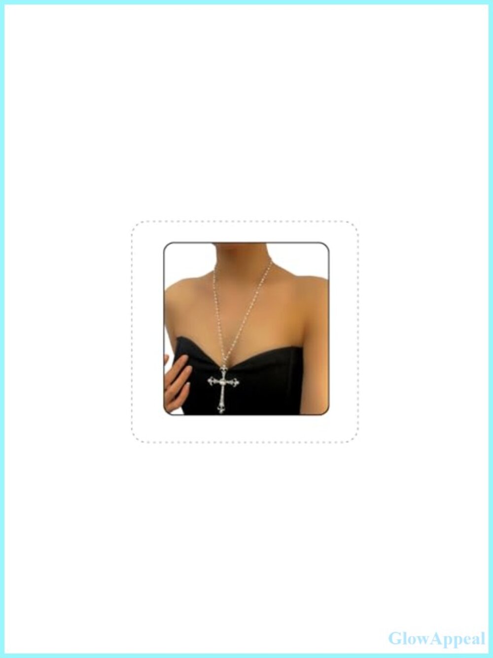 Gothic Cross Pendant Choker Necklace with Zirconia Stones